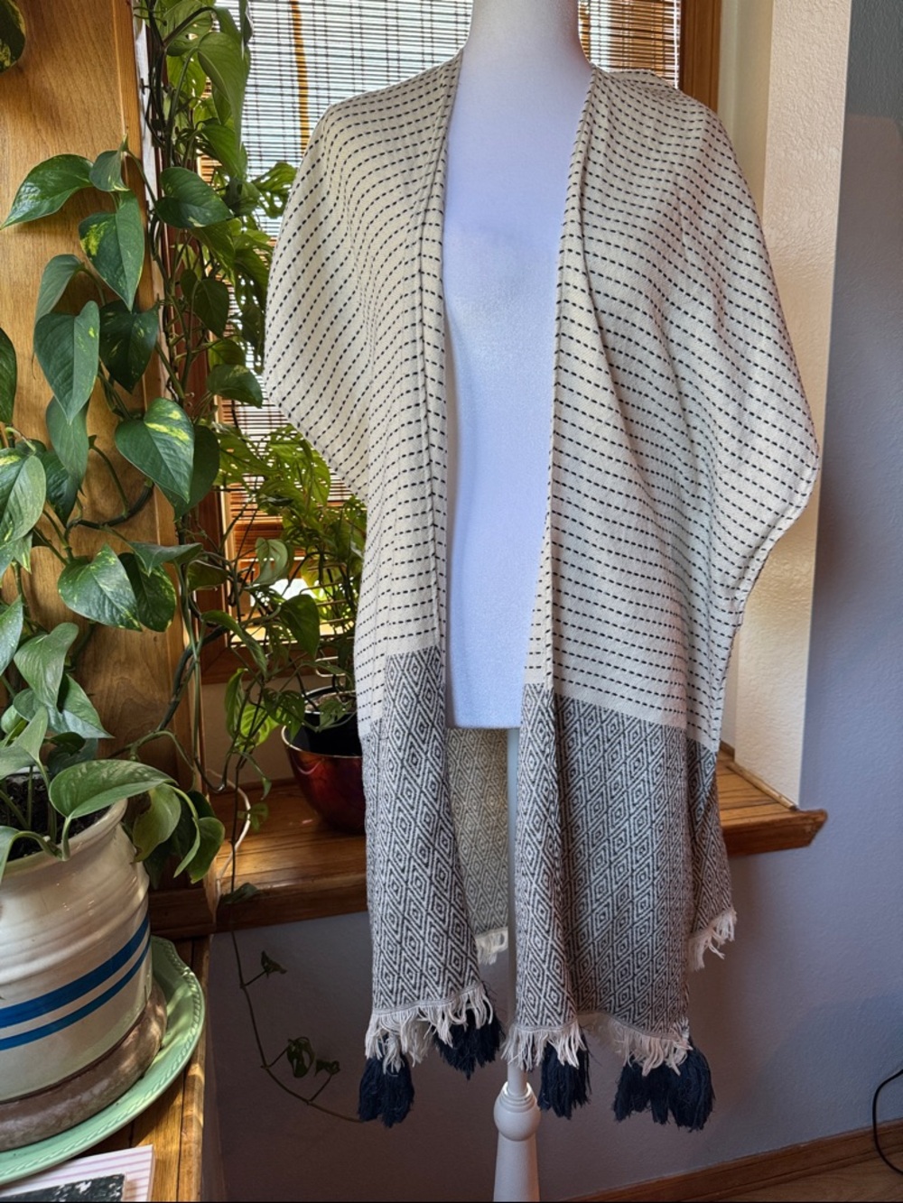 Quagga Green Label Versatile Open Front Kaftan Wrap One Size Boho Tassels